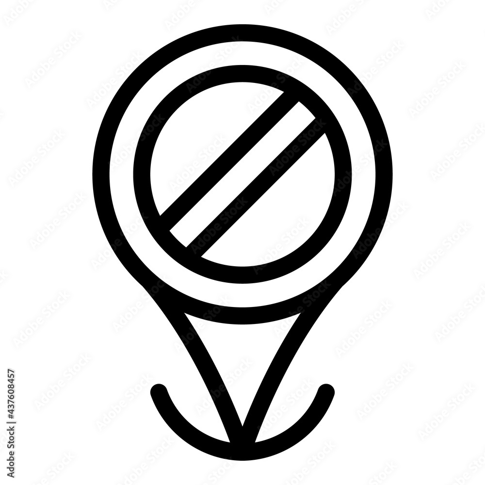 Poster blacklist gps tag icon. outline blacklist gps tag vector icon for web design isolated on white backg