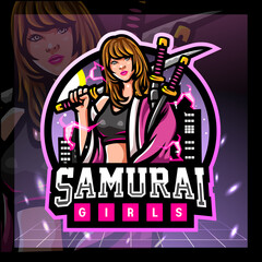 Samurai girls mascot. esport logo