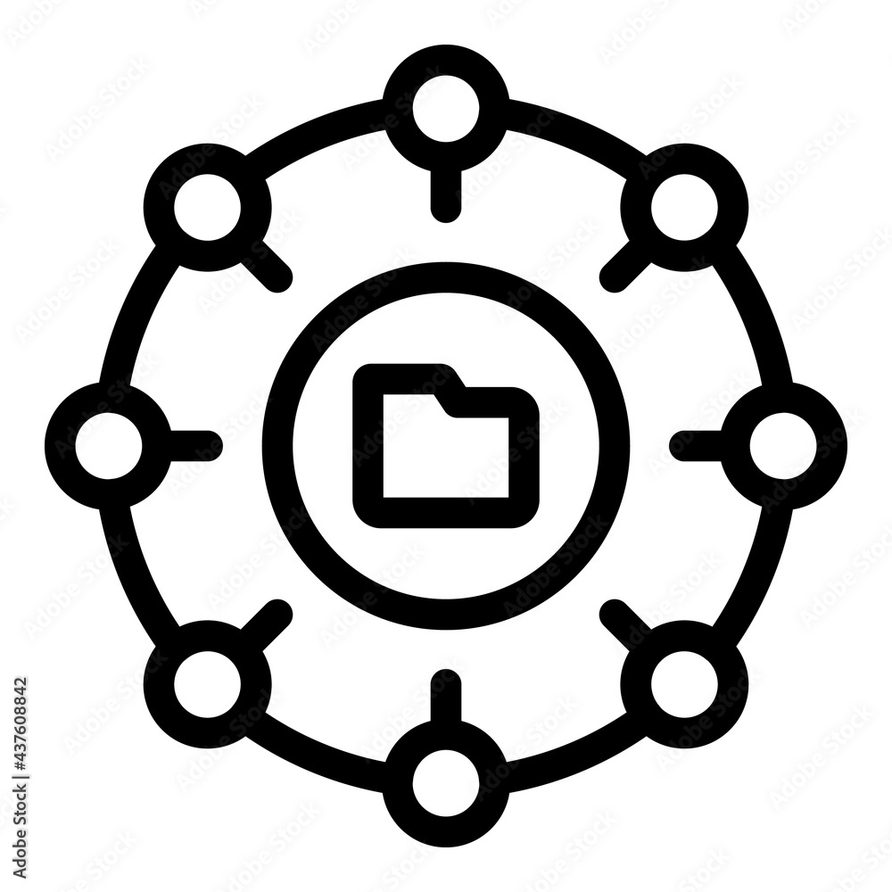 Poster folder network icon. outline folder network vector icon for web design isolated on white background