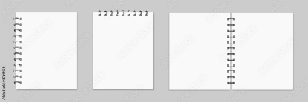 Poster notebook mockup. collection of various white papers for your text. blank pages of a notebook with ma