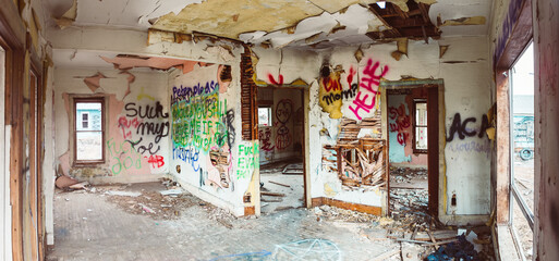 interior of abandoned building