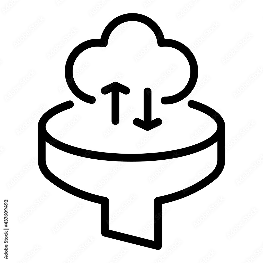 Poster funnel data cloud icon. outline funnel data cloud vector icon for web design isolated on white backg