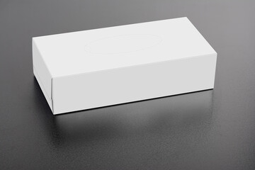 White blank tissue box on the gray glossy surface, editable mock-up series ready for design