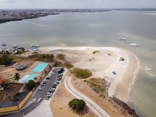 aerial view of peninsula beach, são luís, brazil