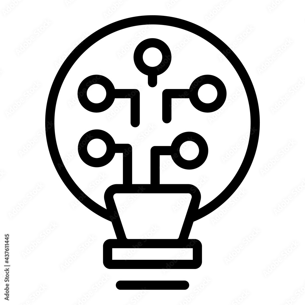 Poster ai smart lightbulb icon. outline ai smart lightbulb vector icon for web design isolated on white bac