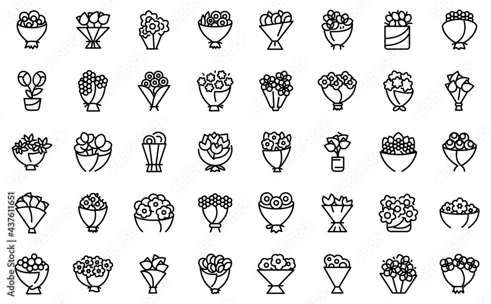 Canvas Prints Bouquet icon. Outline bouquet vector icon for web design isolated on white background - Canvas Prints