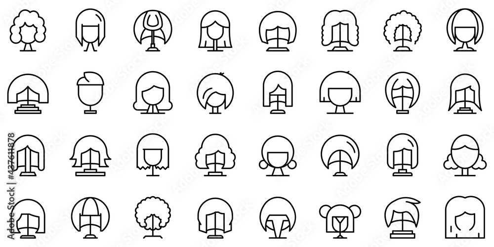 Poster wig icon. outline wig vector icon for web design isolated on white background