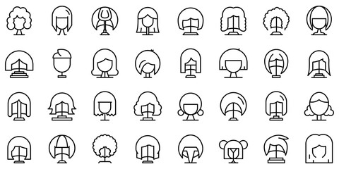 Wig icon. Outline wig vector icon for web design isolated on white background - obrazy, fototapety, plakaty