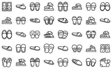Home slippers icon. Outline home slippers vector icon for web design isolated on white background
