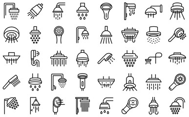 Shower heads icon. Outline shower heads vector icon for web design isolated on white background