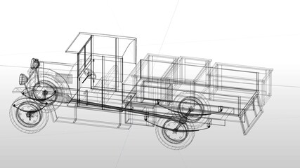 3d illustration. Polish military truck from the period of the Second World War
