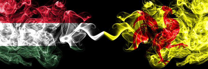 Hungary, Hungarian vs Wallonia smoky flags side by side.