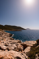 beautiful view of the rocky shore of the Mediterranean Sea