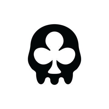 Vector Logo Design Combination Skull And leaf curly poker