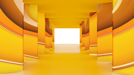 Modern backdrop design., shiny wall studio appearing glowing corridor wave, ultraviolet spectrum., 3D Rendering