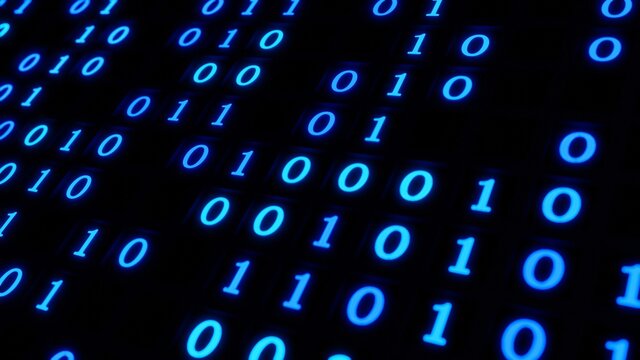 0 Number with 1 Number of ASCII code and concept matrix data style., 3D Rendering