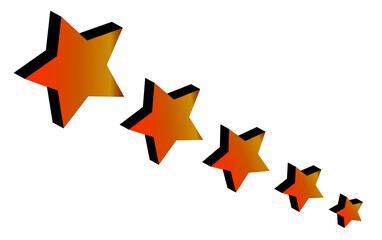 Illustration von fünf Sternen in gelb mit 3D-Form