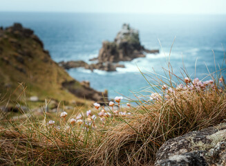 Rocks in the ocean at Land's End , Cornwall