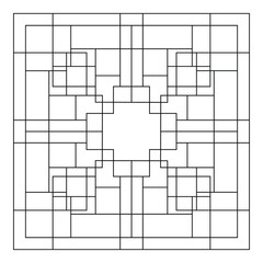 Fun coloring pages for adults.Coloring Page of geometric abstract square tile pattern. Printable vector in EPS 8.