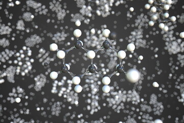 Decahydronaphthalene molecule made with balls, conceptual molecular model. Chemical 3d rendering