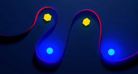 Opposite different geometric shapes representing separation - 3d illustration