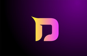 yellow purple D creative gradient alphabet letter logo for branding and business. Design for icon corporate identity