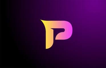 yellow purple P creative gradient alphabet letter logo for branding and business. Design for icon corporate identity