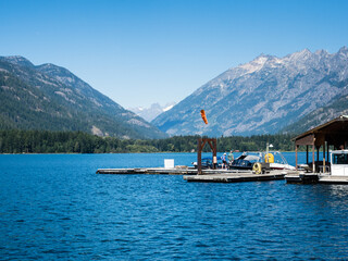 Boat landing at Stehekin, a secluded community at the north end of Lake Chelan - Washington state,...