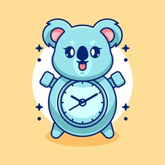 Cute clock koala cartoon design