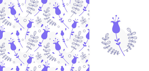 Simplicity flowers. Seamless floral pattern on the white background
