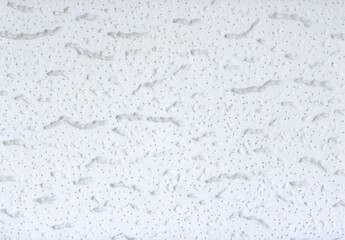 Textura de superfície em gesso branca com nervuras e pequenos furo - superfície com corte plano a meio - interior de bloco - obrazy, fototapety, plakaty
