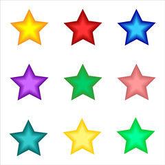 Set of colorful shiny stars, vector icons for web, eps 10