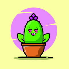 Vector cartoon illustrations of green cactus with happy emotions. Funny emotions character collection for kids. Fantasy characters. 