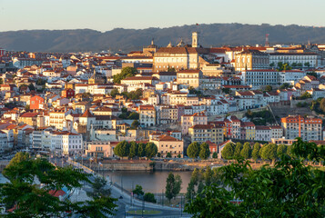 Fototapeta na wymiar View of Coimbra from the convent of Santa Clara in the golden hour.