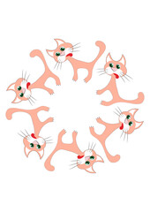 Fototapeta premium Frames of stylized cats on a white sheet of A4 format, surreal, graphics