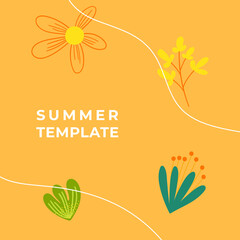 minimal background in pink, yellow, green, orange, and green flowers
