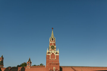 Kremlin towers and wall in Moscow.