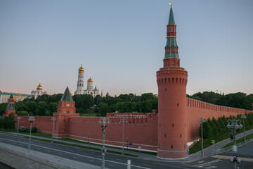 Kremlin towers and wall in Moscow.