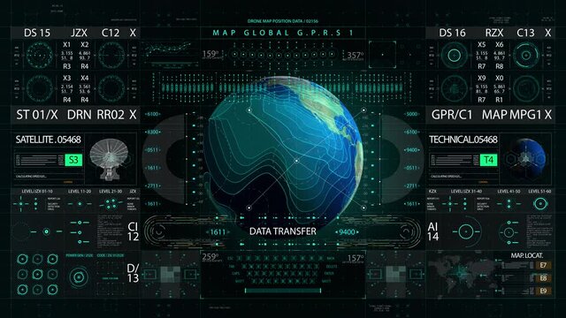 World map HUD interface display 