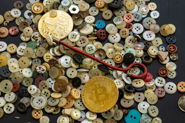 Botões diversos e representação de crypto moeda
