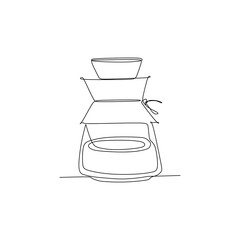Glass Coffee Maker - Continuous one line drawing