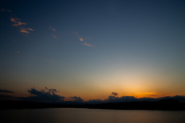 Quiet lake at sunset time