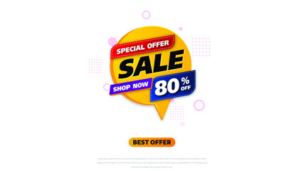 Sale banner template design with geometric background , Big sale special offer up to 80% off. Super Sale, end of season special offer banner. vector illustration.