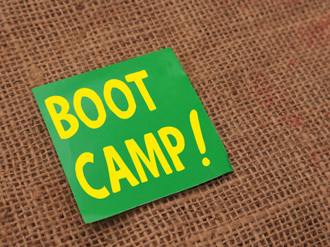 Boot Camp, text words typography written on paper, life and business motivational inspirational