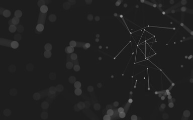 Fototapeta premium Abstract background. Molecules technology with polygonal shapes, connecting dots and lines. Connection structure. Big data visualization.