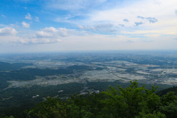 Naklejka premium The view from Mt Tsukuba ropeway in Tsukuba, Ibaraki, Japan. May 26, 2021.