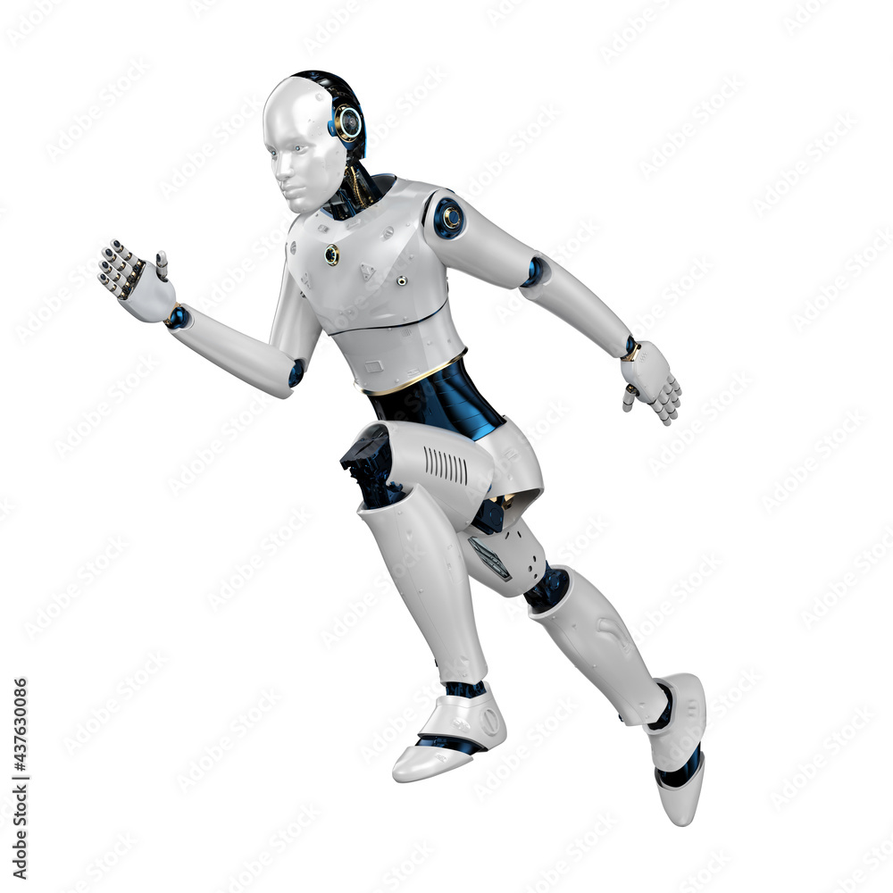 Poster artificial intelligence robot or cyborg move