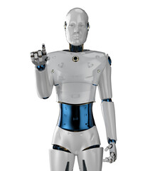 Naklejka premium artificial intelligence robot or cyborg finger point