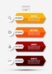 4 step process work flow infographic template.