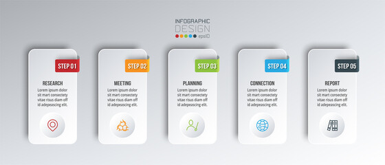 Naklejka na ściany i meble Infographic business template with step or option design.